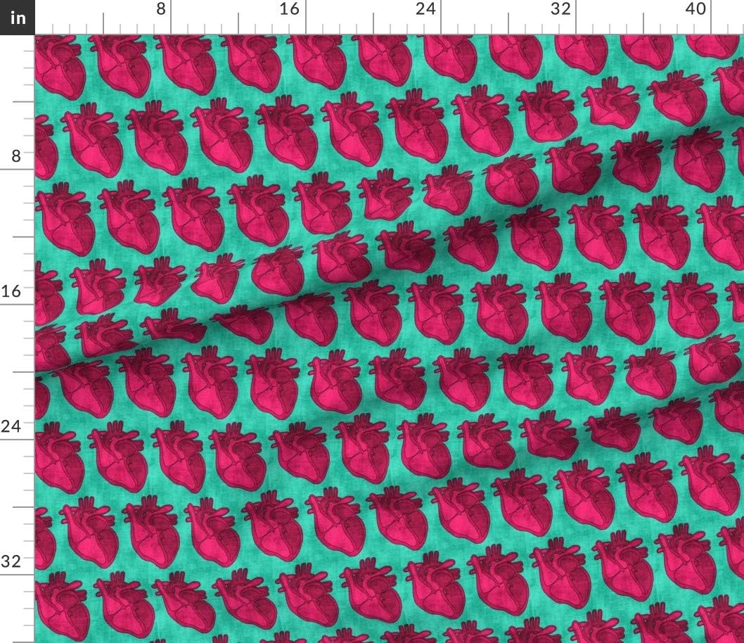 Spoonflower Fabric - Hearts Doctor Medical Horror Goth Vampire Zombie Biology Printed on Petal Signature Cotton Fabric by The Yard - Sewing Quilting Apparel Crafts Decor