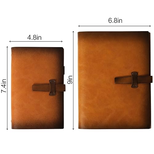 Miniatura 6 de KaiRuiYing Diario vintage de cuero para hombres y mujeres, cuaderno de cuero recargable A6, diario de viaje rayado con papel grueso, cuaderno a
