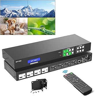 MT-VIKI 4x4 4K Seamless HDMI Matrix w/Web GUI, Video Wall Controller 2x2 & Multiviewer w/PIP+ 3.5MM Audio Stereo, 4K@30Hz, Support 90°/180°/270° Rotation, Rack Mount HDMI Matrix Switcher Splitter