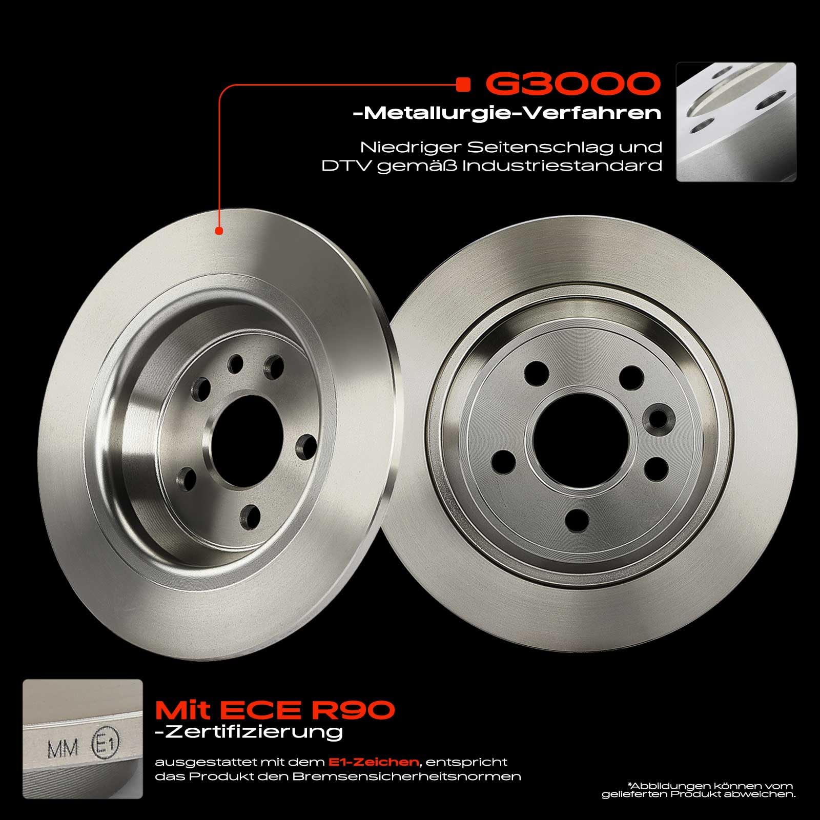 Frankberg Bremsensatz inkl. 2x Bremsscheiben + 4x Bremsbeläge Hinten Kompatibel mit Galaxy WA6 Mondeo IV Turnier BA7 Kug.a I S-Max WA6 Replace# 1459408, 1439867