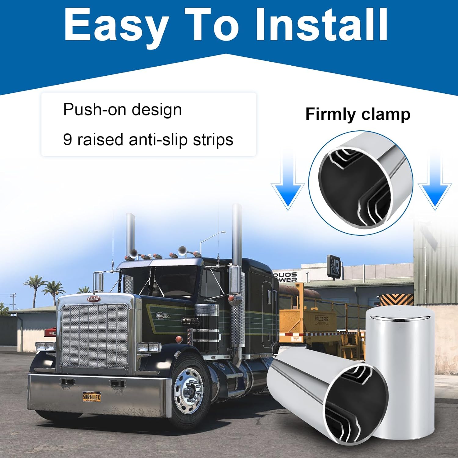 Lug Nut Covers Cylinder Push-On,33mm x 3 1/2" Height, Chromed ABS Plastic,Anti-Rust & All Weather-Resistant Lug Nut Covers for Semi Trucks Trailers (40PCS)