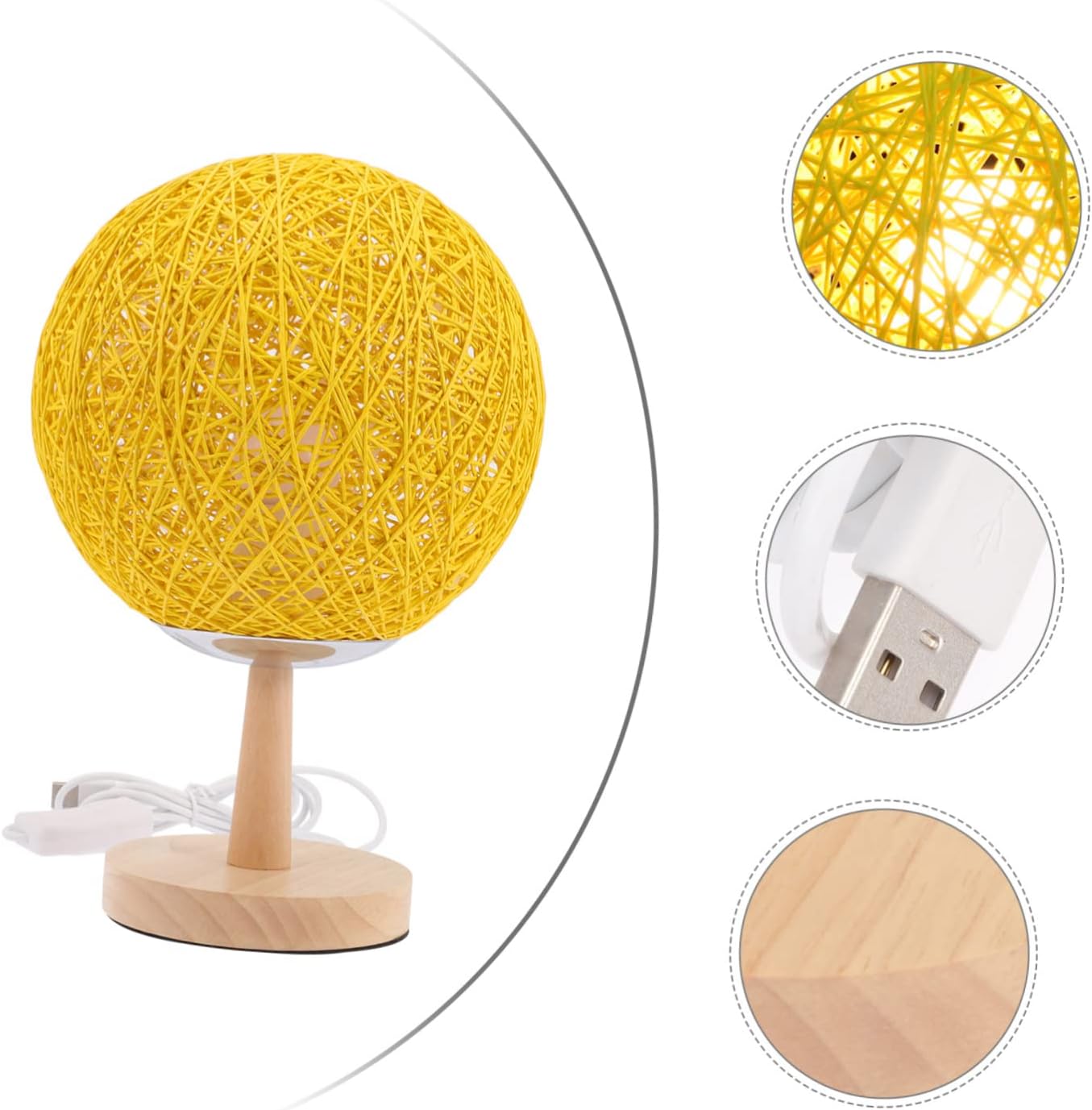 VILLCASE 1set Rattan Woven Table Lamp Creative Led Night Light for Boys and Girls Unique Bedroom Decoration Rattan Shade and Base for Cozy Atmosphere