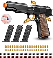 LBDREXZ Shell Ejecting Toy Gun with Soft Foam Bullets - Safe Pistol Blaster, 3 Mags, 48 Shells + 80 Bullets for Kids 8+