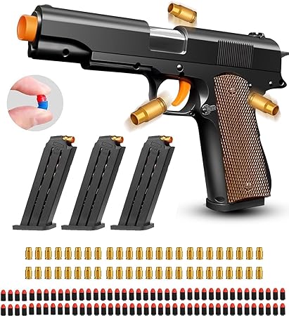 Toy Gun, Shell Ejecting Toy Gun with Soft Bullets, Educational Model Toy Pistol Shooting Game, Gifts for Kids Boys Girls