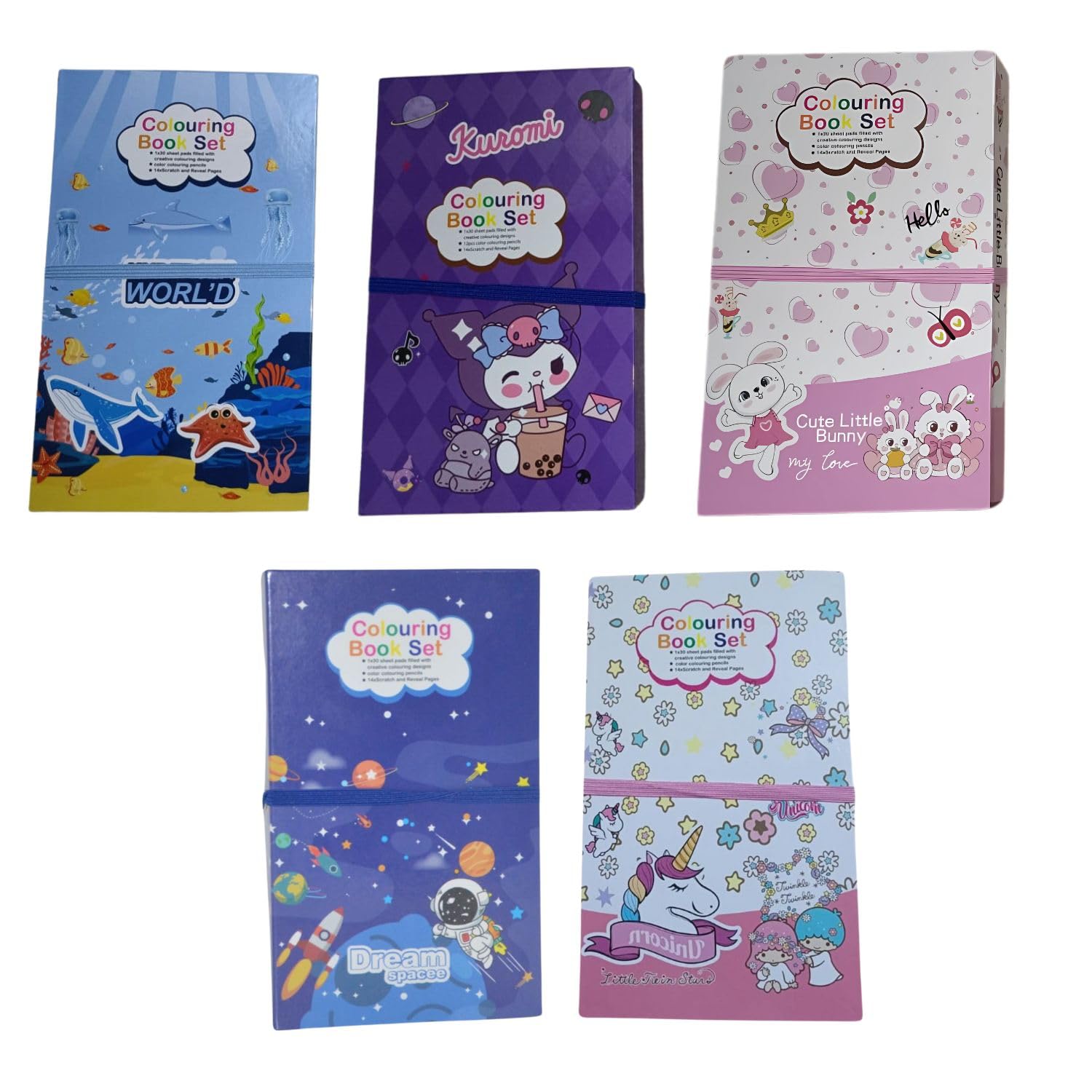 Crackles Coloring Pads Kit for Girls,Coloring Book with 30 Coloring Pages/10 Rainbow Scratch Papers/8 Colored Pencils/1 Pencil and 1 Stylus for Drawing Painting,Coloring Kit (Multicolor Print)