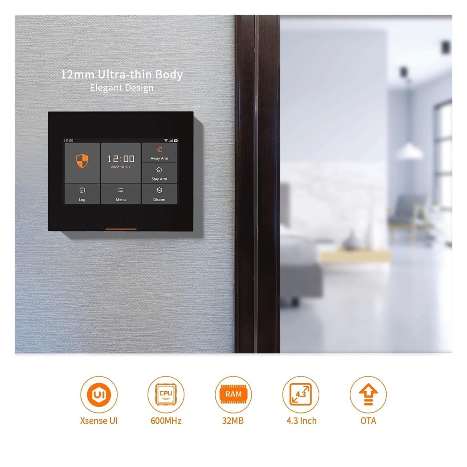 Sistema di Allarme di Sicurezza Domestica, Smart Alarm Wireless gsm di Allarme Sicurezza antifurto Domestico Full HD Touch con interfaccia UI(Set-H 3-8Kit)