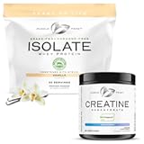 Isolate + Creatine Bundle: 1 Whey Protein Isolate (Vanilla, 2lb) + 1 Creatine Powder (Unflavored, 300g)| Premium Supplements, Vegetarian, Gluten Free