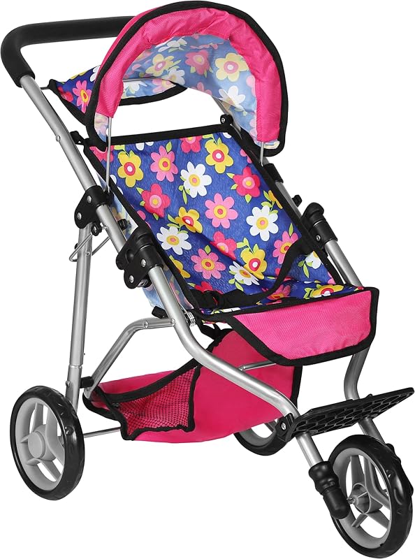 fash n kolor® Baby Doll Stroller Gift for Kids, Toy Doll Stroller with Adjustable Canopy & Storage Basket Push Pram Baby Stroller for Dolls - Foldable Doll Stroller for Pretend Play Dolls Accessories