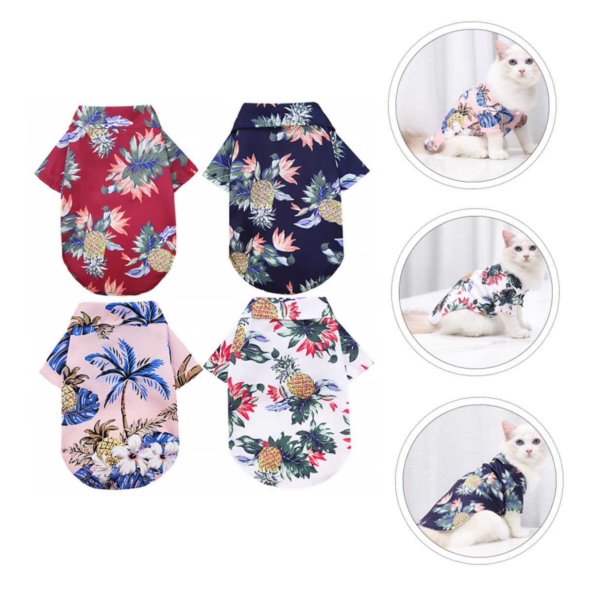 BESPORTBLE 3er-Sets Lebendiges Hawaii-hundehemd Haustierkleidung Atmungsaktives Polyester-hundehemd Für Heiße Tage 4 Stück X 3
