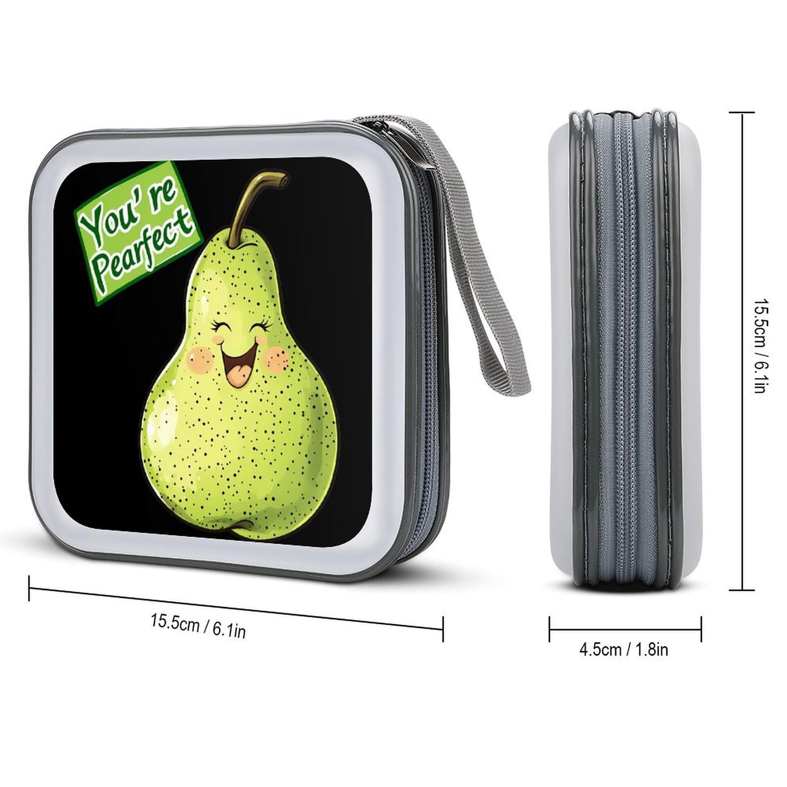 You're Pearfect Pear CD Case Plastic DVD Case Holder Wallet Disc Storage Organizer for Car Travel
