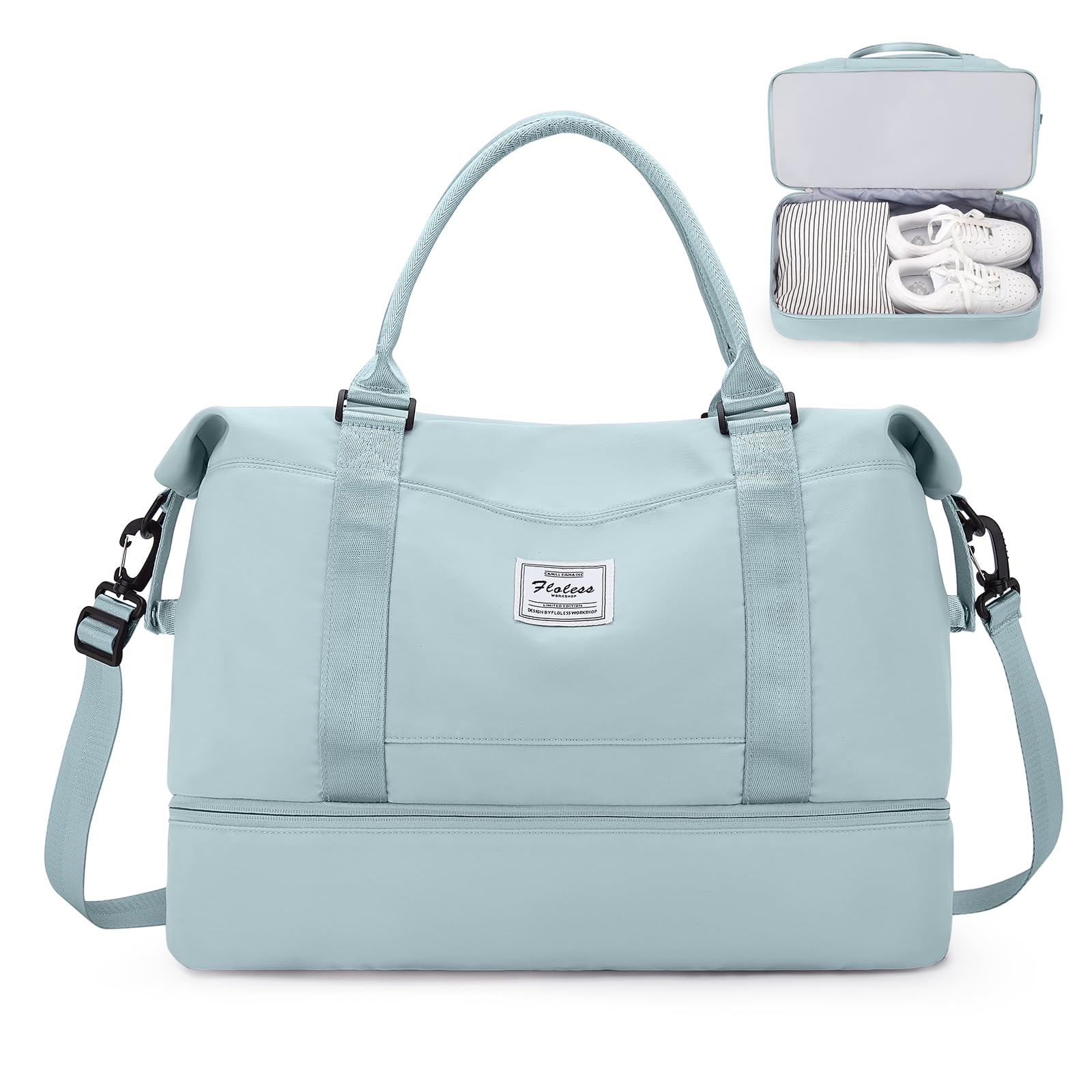 Borsone da Viaggio Donna, Bagaglio a Mano Borsa da Viaggio con Scomparto per le Scarpe, Borsa Sportiva Borsone da Palestra Grande, Borsa da Weekend, Borsa per Ospedale,A6 blu