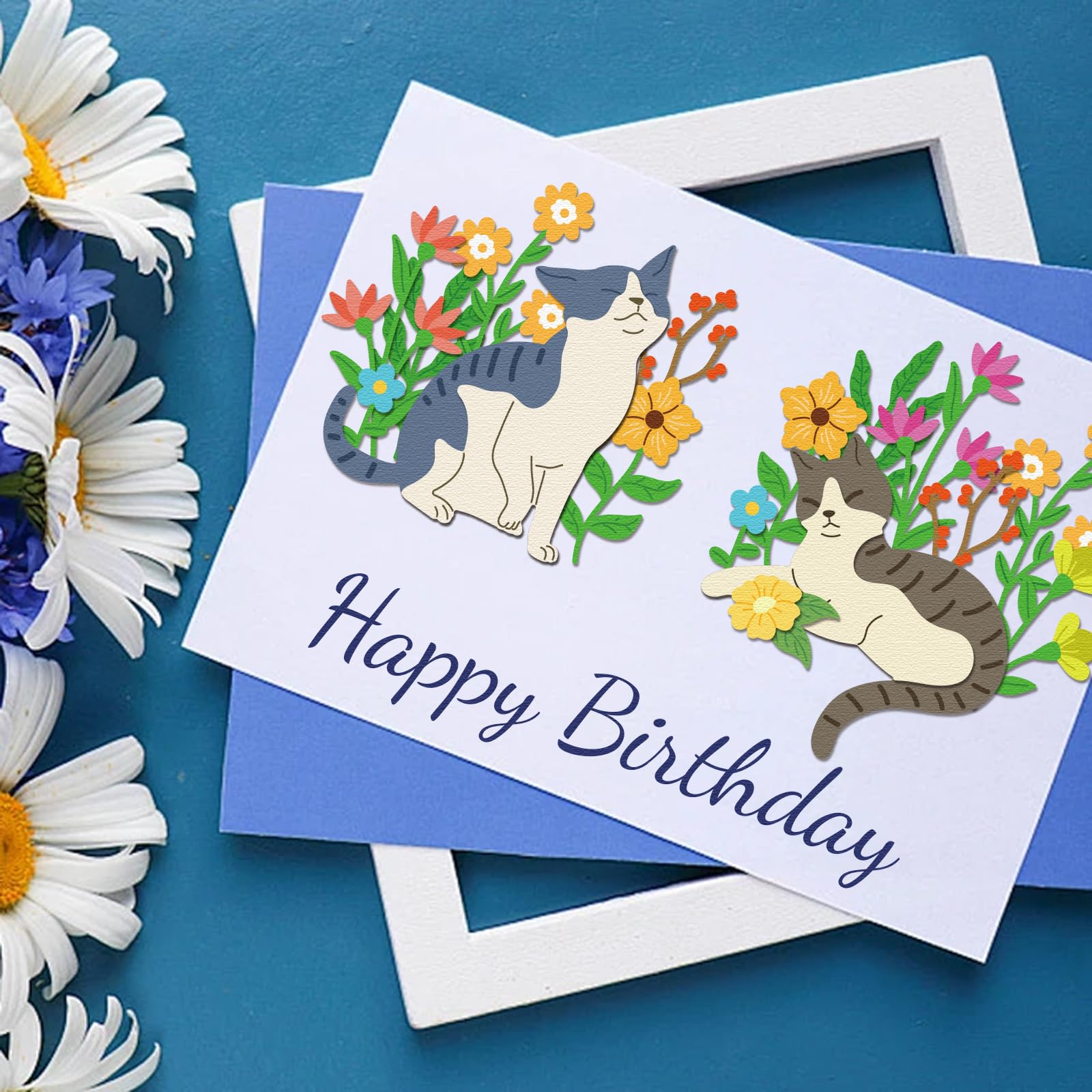 GLOBLELAND Cat Flowers Cutting Dies for DIY Scrapbooking Metal 3D Box Cut Dies Plants Die Cuts for Card Making Embossing Photo Album Craft Decor - Image 3