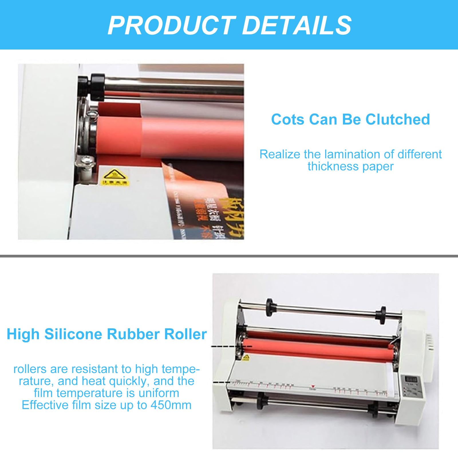Laminator Termiczny Jednostronny I Dwustronny, 18" Na GorąCo I Na Zimno, Cztery Rolki, Regulowana PręDkość, UrząDzenie Do Laminowania Papieru A4 I Zdjęć, Szybkie Nagrzewanie,110V