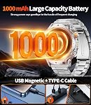 LIGE 1000mAh Une montre intelligente pour les hommes,1.7" Smartwatch avec lampe de poche,100+ Modes de sport,Health Tracker Smart Watch pour Android iOS,3 Des paillettes,2 Chargeurs(EF24-B)
