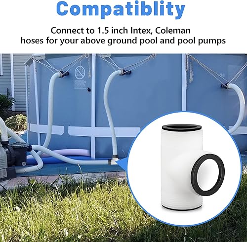 Miniatura 3 de Conector de junta en T de manguera de 1.5 pulgadas para piscina sobre el suelo Intex y Coleman, accesorio de manguera de 1.5 pulgadas + juntas de