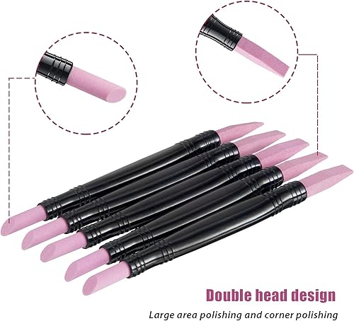 Miniatura 3 de 5 piezas de piedra pómez lima de uñas de lima de uñas de doble cabeza empujador removedor de cutículas recortadora herramienta de arte para el hogar