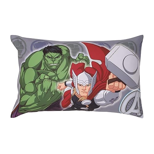 Miniatura 6 de Disney Marvel Avengers Team - Juego de ropa de cama infantil de 4 piezas con diseño de Hulk azul, rojo y verde, Capitán América, Iron Man y Thor,