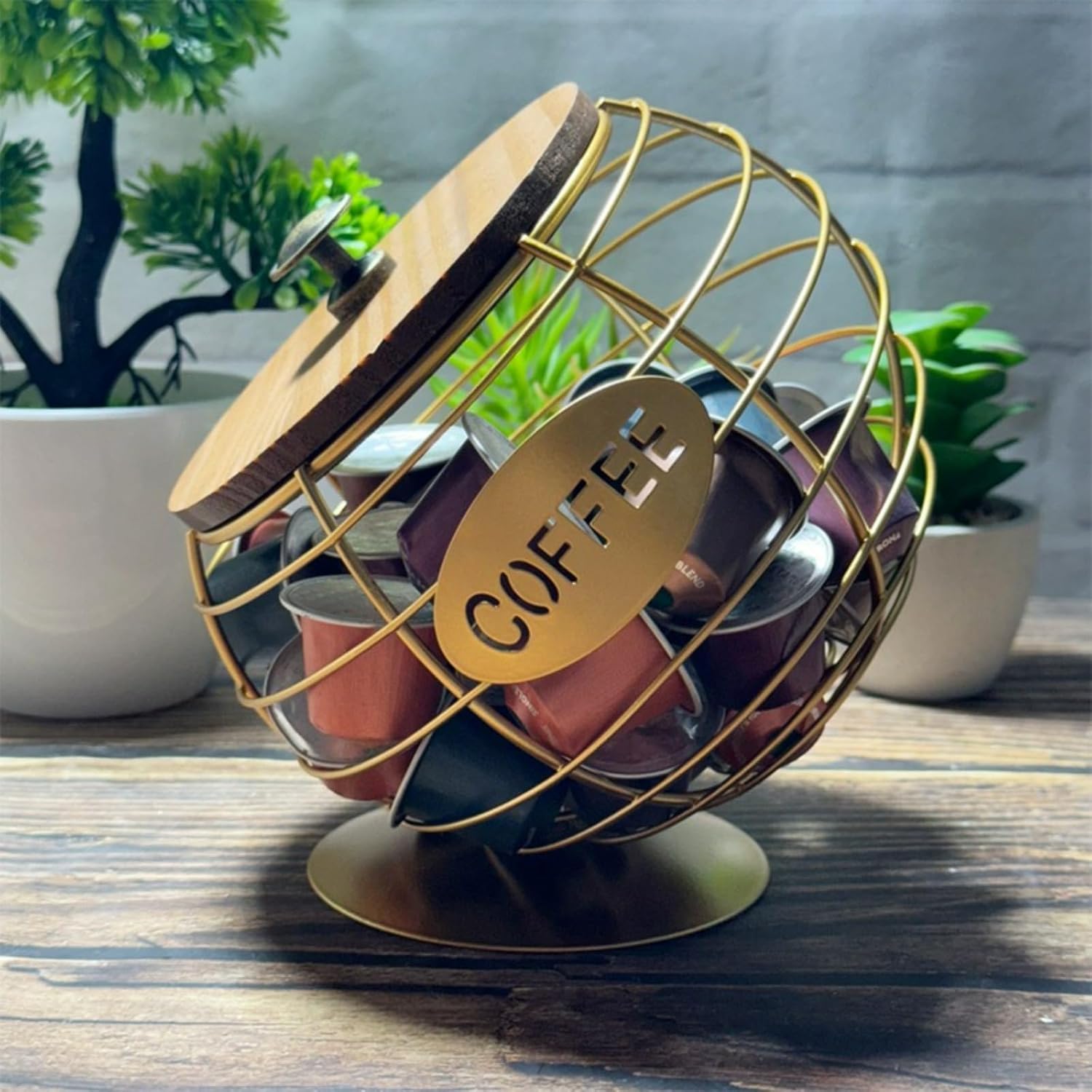 Slanted coffee capsules, wrought iron storage basket, desktop ornament, irregular melon and fruit basket
