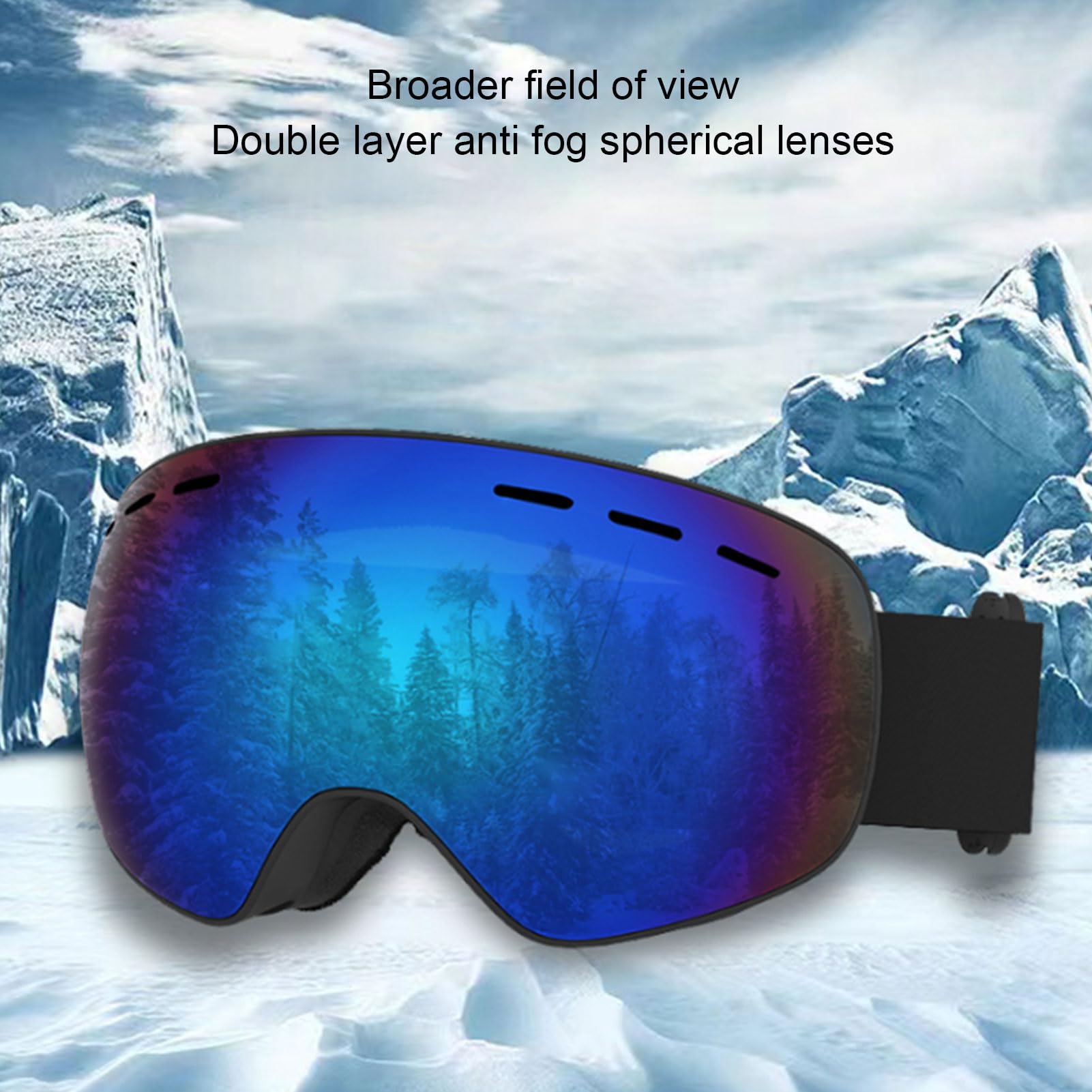 BuyWeek OTG Lunettes de ski polarisées coupe-vent double couche anti-buée pour homme et femme Sports d'hiver