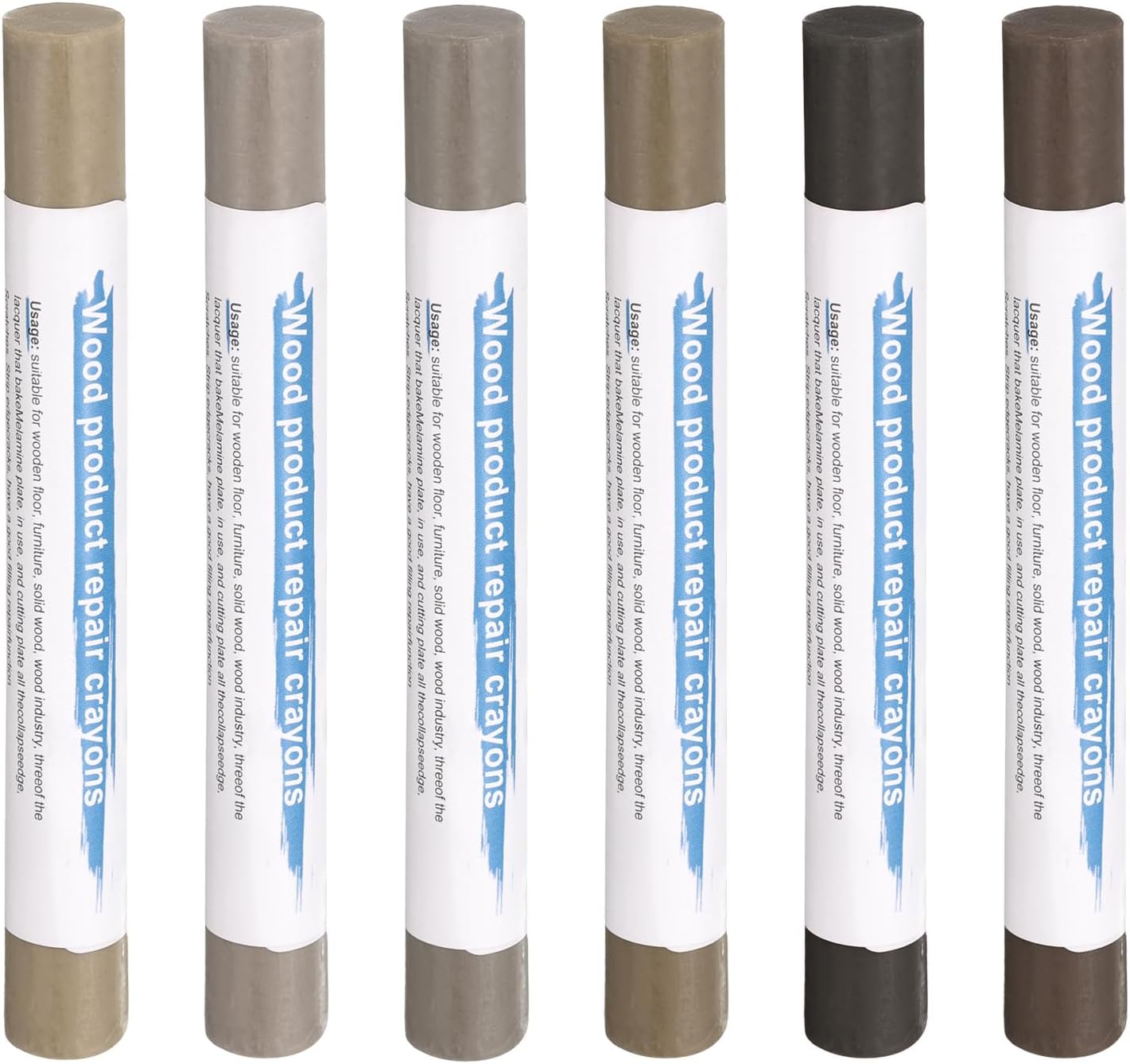 HARFINGTON Wood Filler Sticks 6 Colors Wooden Wax Touch Up Furniture Repair Crayons for Medium Brown 4-9