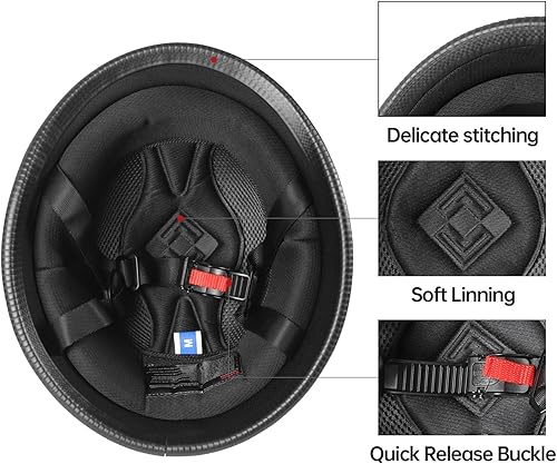 Miniatura 3 de Casco de motocicleta de media carcasa, casco de media carcasa vintage, media carcasa con tapa abierta estilo polo, unisex, certificado DOT, apto