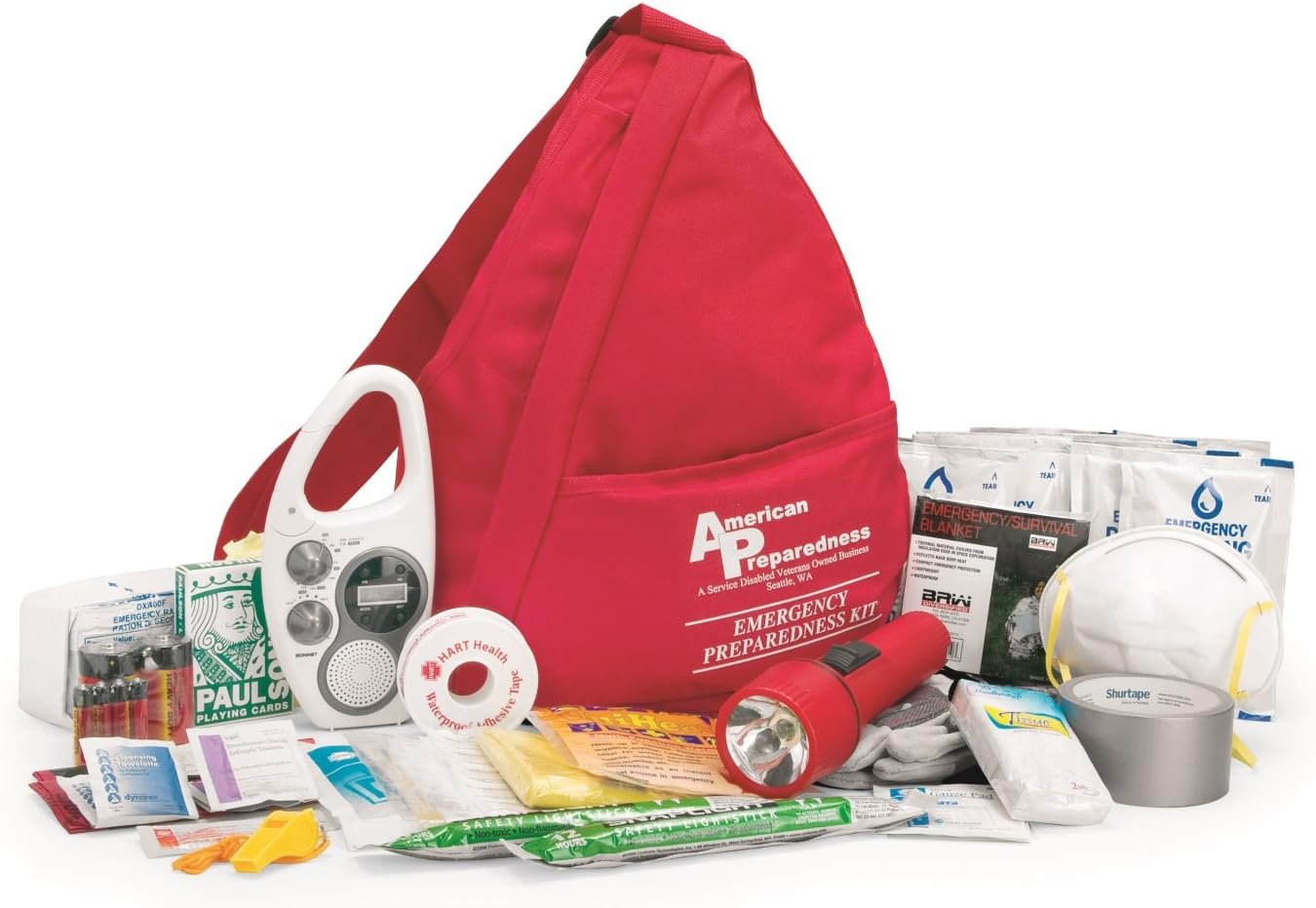 American Preparedness SLING-21 64-Piece One Person Basic Emergency Preparedness Kit with Shoulder Bag