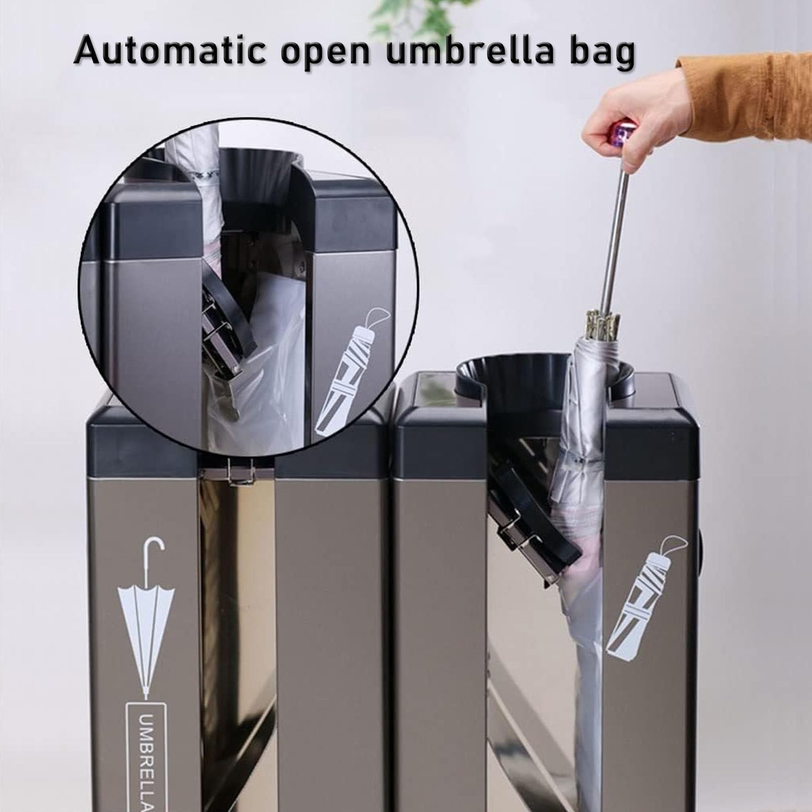 Distributeur D'emballage De Parapluies Humides Commerciaux, Machine D'emballage Automatique De Parapluies Humides Doubles, Supports D'emballage De Parapluies Humides Avec 200 Sacs For Parapluies Longs