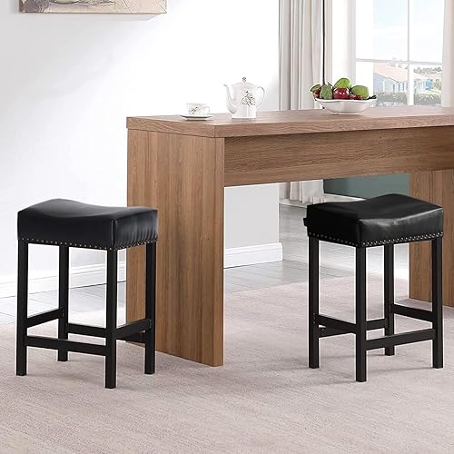 Miniatura 8 de Furniliving Juego de 2 taburetes de bar modernos, taburetes de barra sin espalda, taburetes de bar de altura de mostrador, taburetes de cocina de