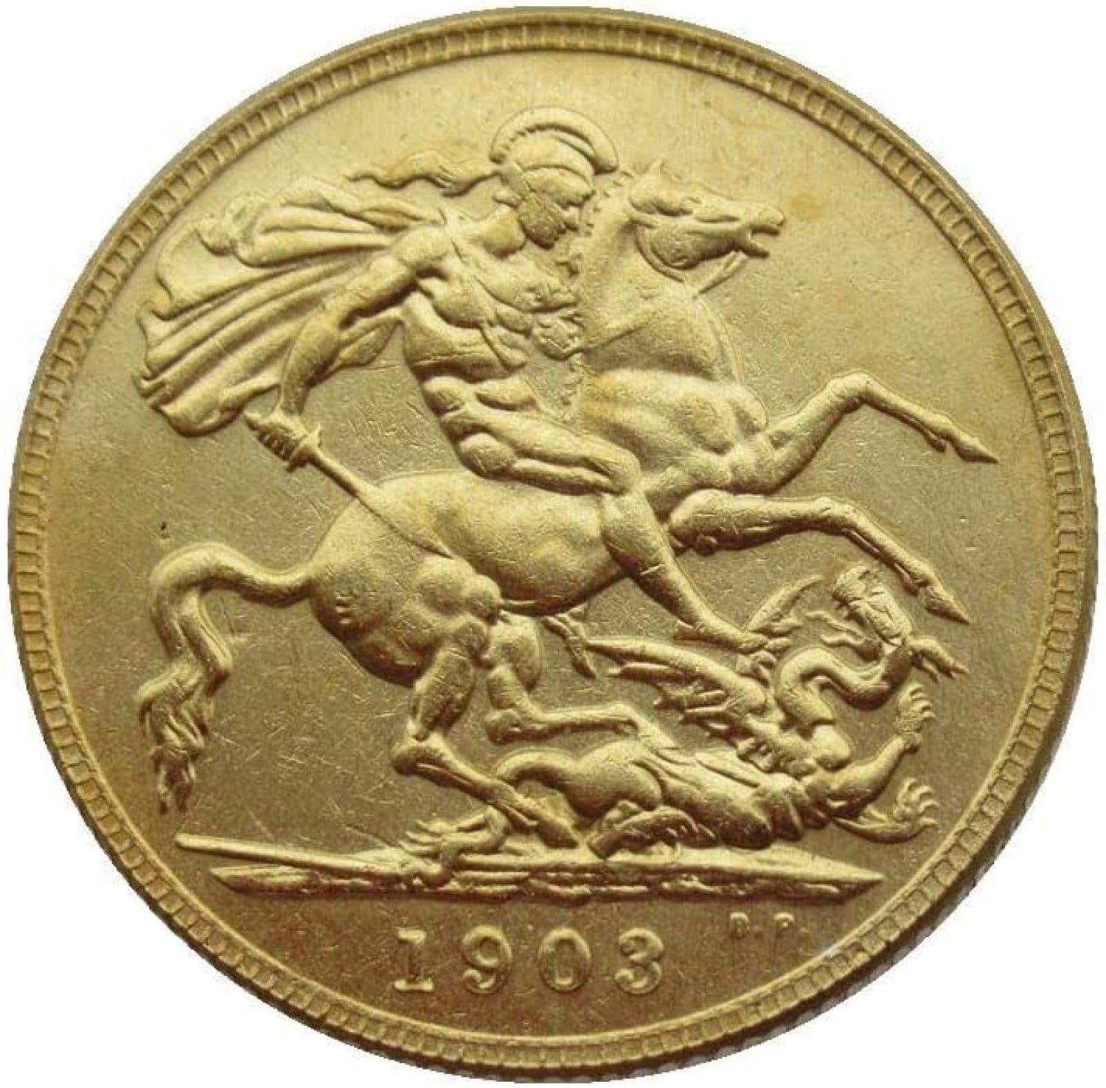 Boodlo 1903 Uk 1 Sovereign Gold Pound 1902-1910 9 Foreign Copy Gold Plated Commemorative Coins,