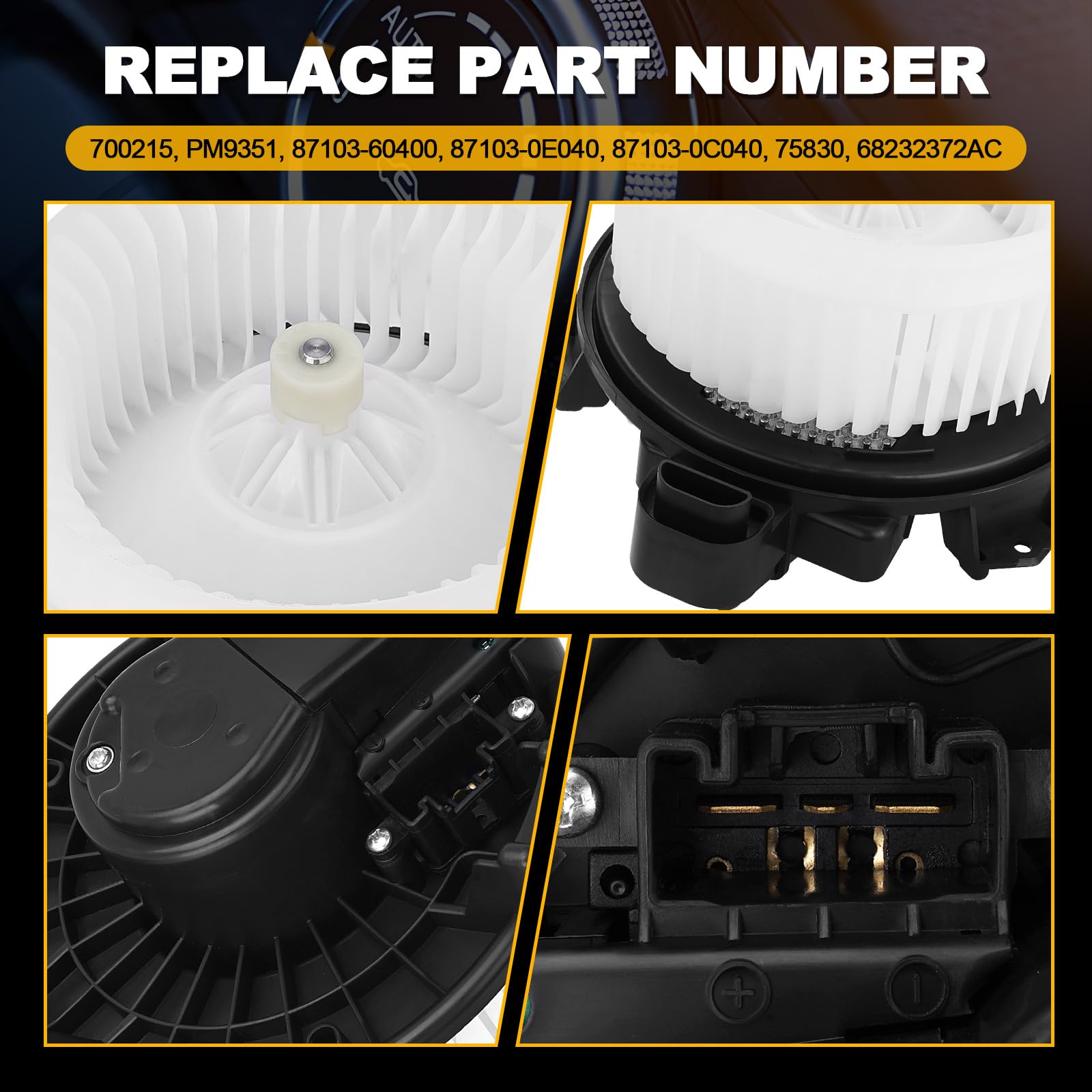700215 - Motor de ventilador HVAC compatible con Toyota Camry Tundra 4Runner Highlander Venza Avalon Lexus ES350 GX460 RX350 RX450h ES300h Dodge Journey Calentador ventilador de motor de repuesto