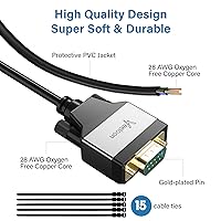 Vista 5 de Adaptador USB C a serie (FTDI Chipset), 4 pies USB C a RS232 macho DB9 Convertidor de pines Cable serie con bridas para Windows 11, 10, 8.1, 8, 7