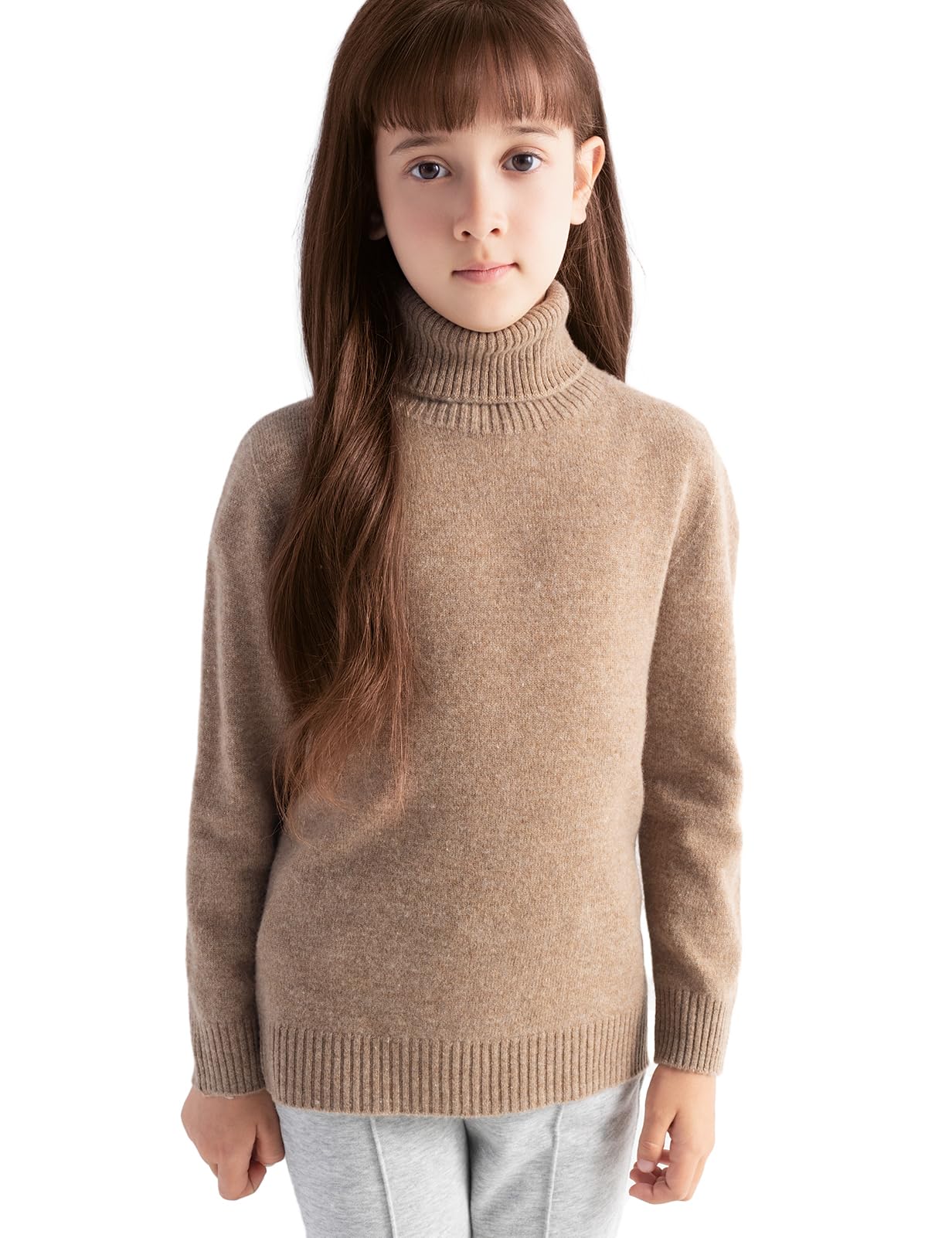 Chanyarn Niño Niña 100% Lana Merino Jerséis Cuello Alto Manga Larga Sin Costuras