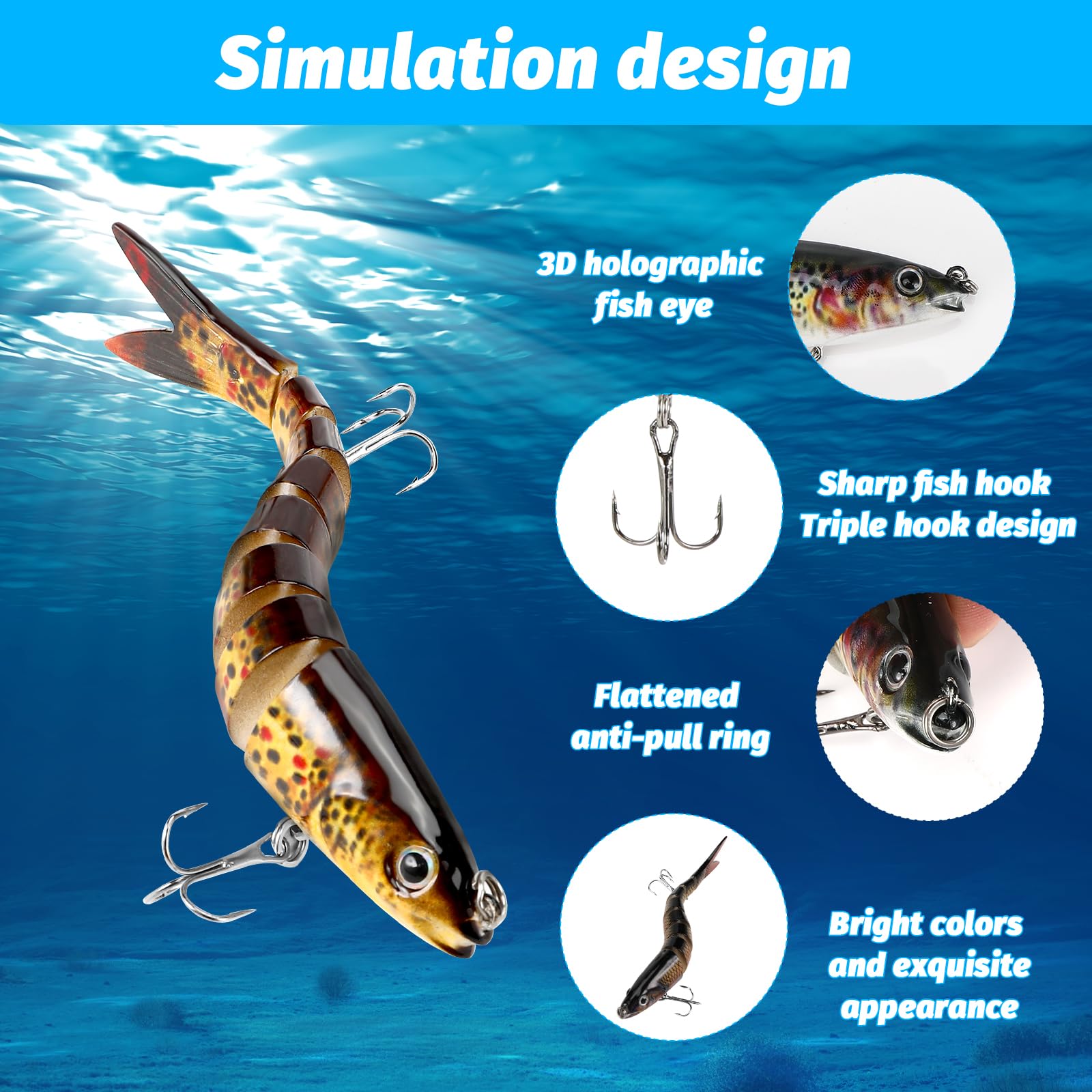 5 Esche Artificiali Da Pesca Bohrma – Wobbler Con Occhi 3D, Per Luccio, Persico, Trota – In Scatola, Per Acqua Dolce E Salata