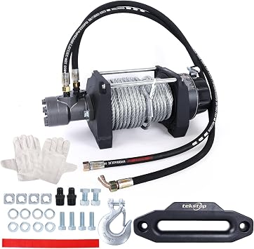 tekstap 20000LBS Hydraulic Winch,Steel Cable 1/2IN x 78FT,Gear Ratio36/1,Hydraulic MotorBMR100,Suitable for Vehicles with Hydraulic Stations, Off - Road Truck,Rescue Vehicles,Trailer,Fire Engines