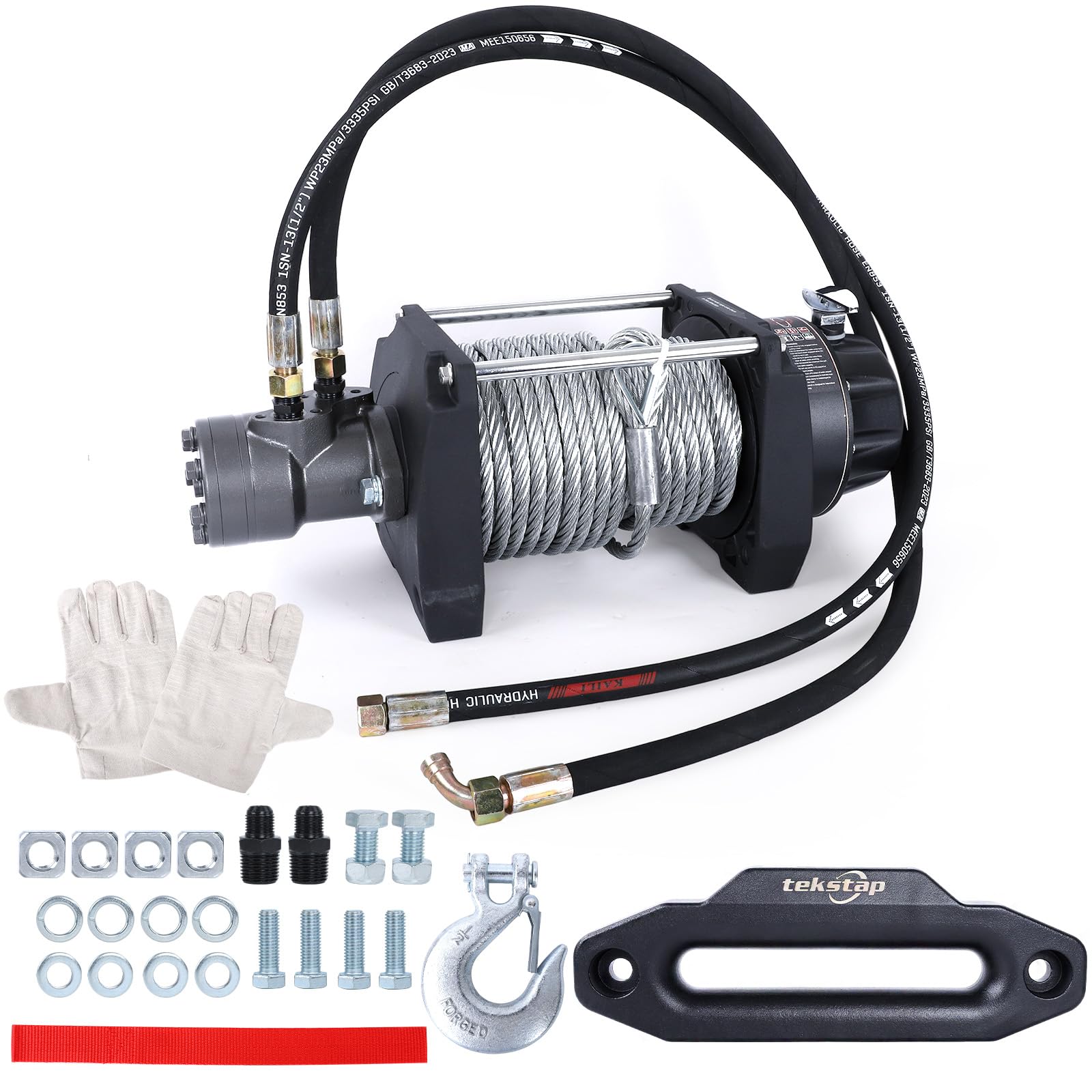 Photo 1 of tekstap 20000LBS Hydraulic Winch,Steel Cable 1/2IN x 78FT,Gear Ratio:36/1,Hydraulic Motor:BMR100,Suitable for Vehicles with Hydraulic Stations, Off - Road Truck,Rescue Vehicles,Trailer,Fire Engines