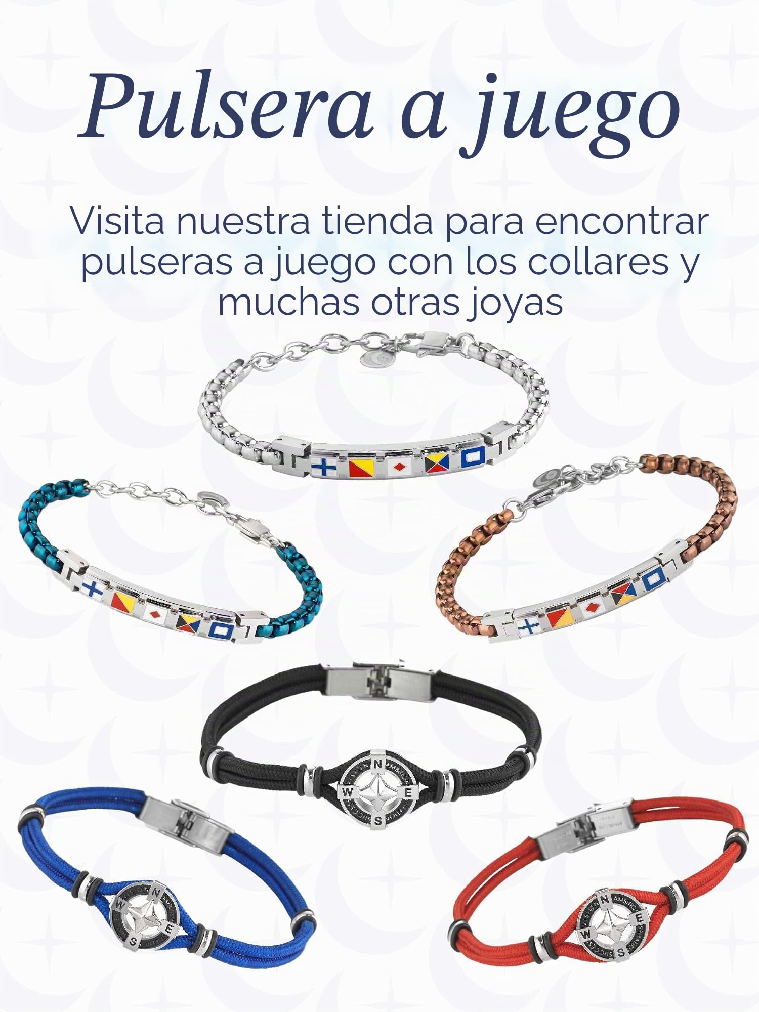inSCINTILLE Collar Rosa de los Vientos de Acero Inoxidable para Hombre Colgante Náutico, Longitud Ajustable 48-53cm con Caja de Regalo Incluida