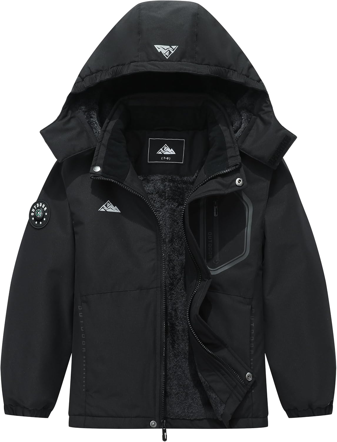 QUCOOM Boy's Waterproof Ski Jacket kids Winter Snow Coat| Fleece Snowboarding Jackets with Detachable Hood