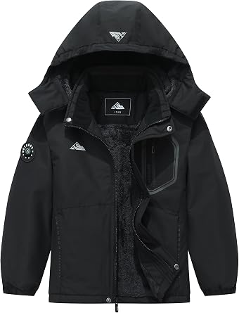 Boys Waterproof Ski Jacket kids Winter Snow Coat| Fleece Snowboarding Jackets with Detachable Hood