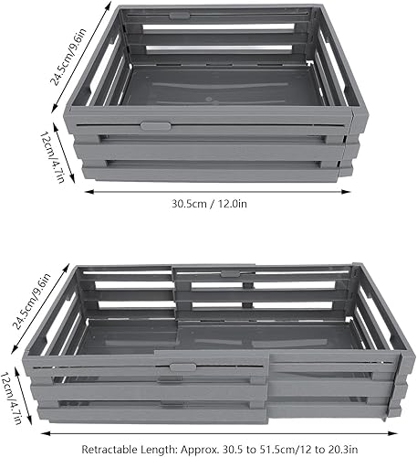 Miniatura 9 de Yinhing Retractable Storage Box Bin Organizer Expandable 30.5-51.5cm PP Material for Bedroom Office Camping Car Trunk Organization (Grey)