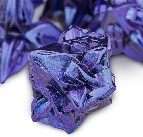 Miniatura 59 de ARUOHHA DND - Juego de dados de metal con diseño de números de hoja negra, dorados, dados poliédricos con caja, 7 dados D y D, juegos de rol D20