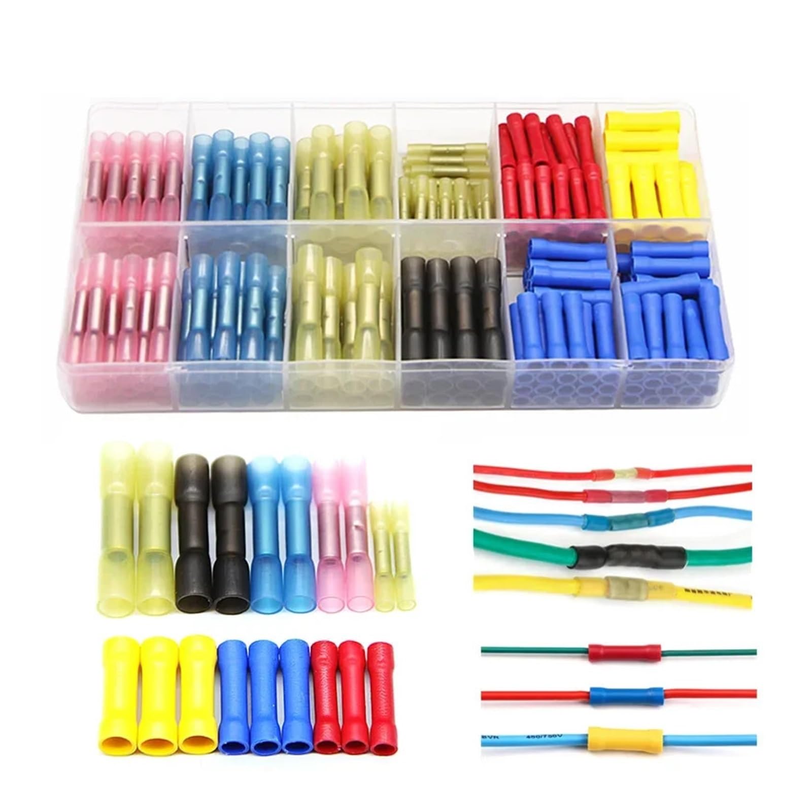 ICXLPMC 240PCS Assorted Heat Shrink Butt Wire Connectors Insulated Seal Crimping Connectors Crimp Terminals 10-26AWG