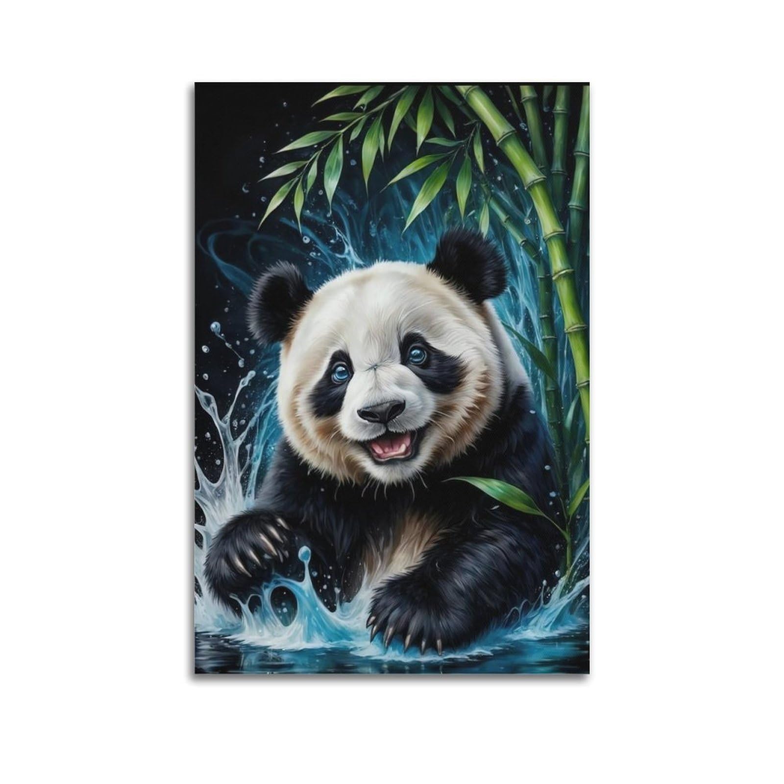 WZKTCL Animal Poster Playful Panda Poster Decorative Painting Canvas Wall Posters And Art Picture Print Modern Family Bedroom Decor Posters 20x30inch(50x75cm)