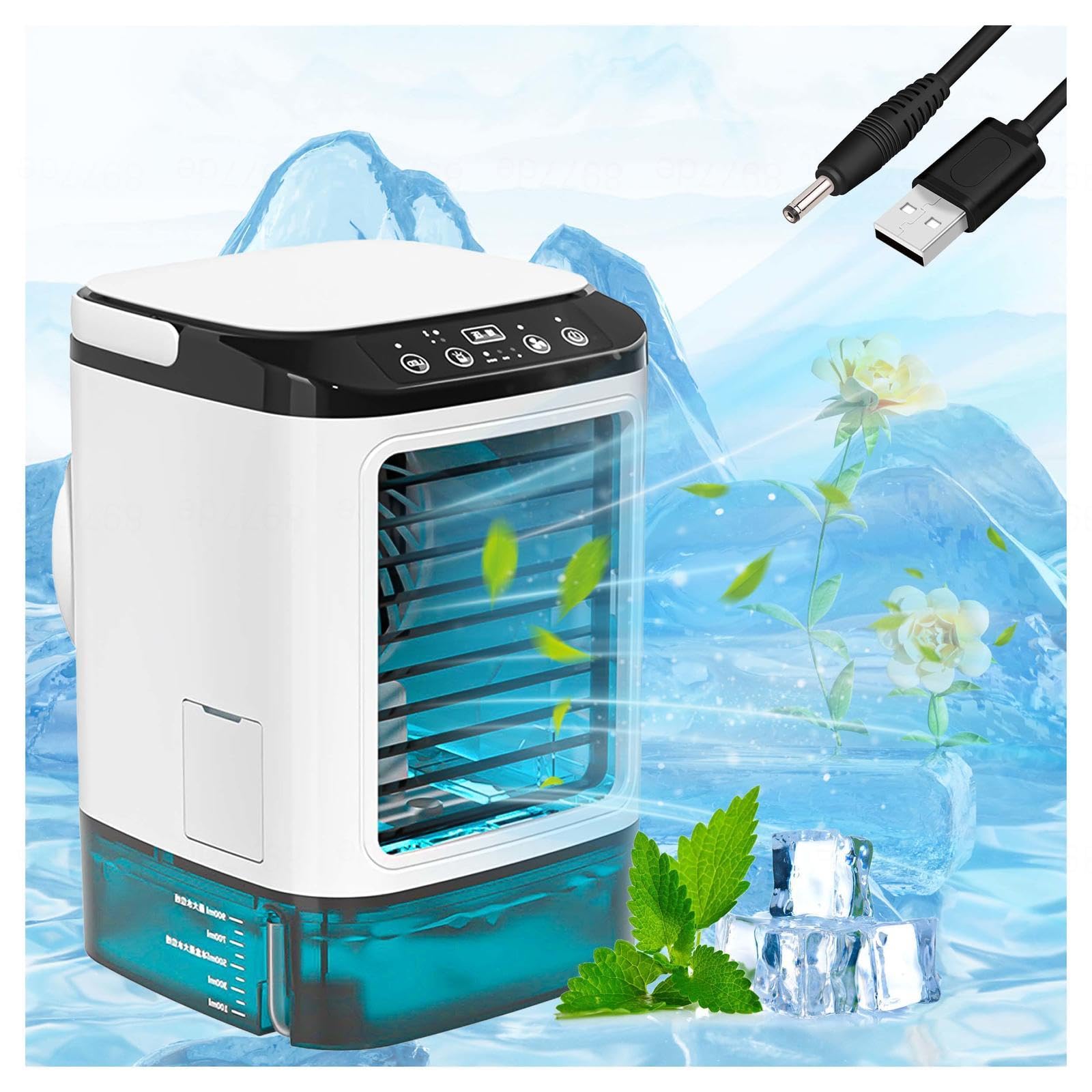 HBDSMLPL With Ice Box Mini Air Conditioner, Car AC Silent Atomization Stand Alone Air Conditioner Portable Cooler Fan