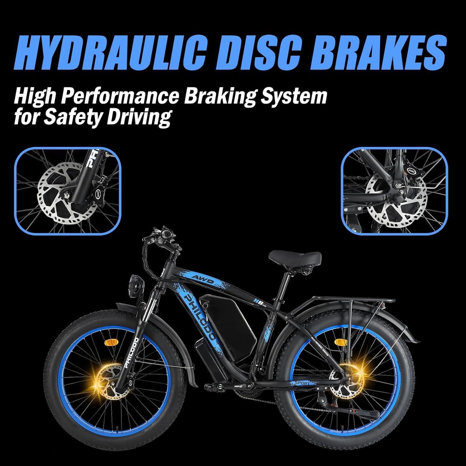 PHILODO H7 電動自転車 FAT E-BIKE PHILODO H7 Fat Tire Electric Bike 1000w, Adult Electric Bicycles