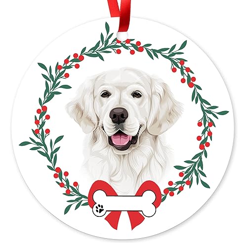 Golden Retriever Ornament, Cream Golden Retriever Dog Lover Gift, Tree