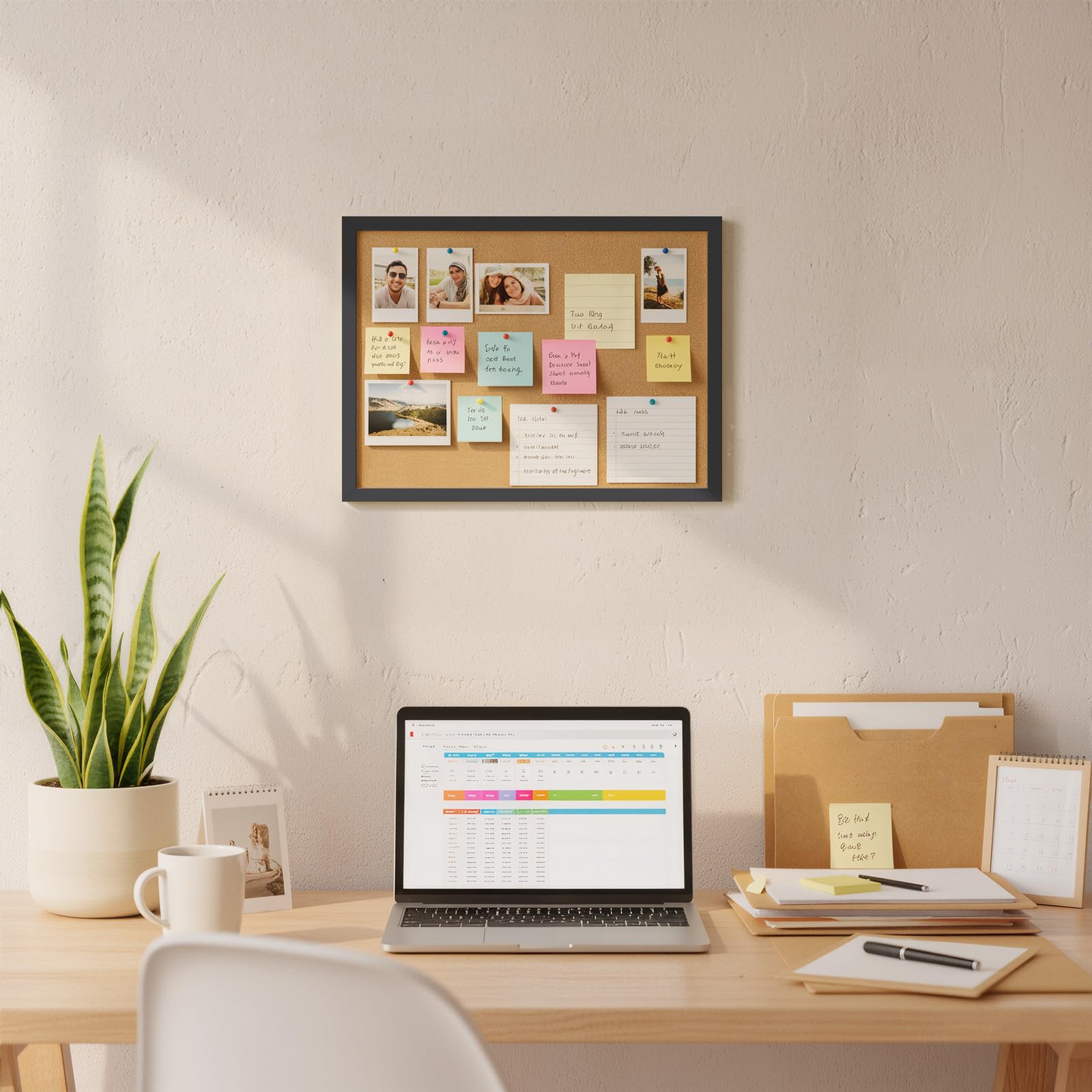2 Stück Korktafel, 45 x 33,8 cm Pinnwand, gerahmte Korktafel, dekorative Pinnwand zum Aufhängen, Kork-Pinnwand, perfekt für Büro und Heimdekoration, Heimschule Nachrichtenbrett oder Sichttafel