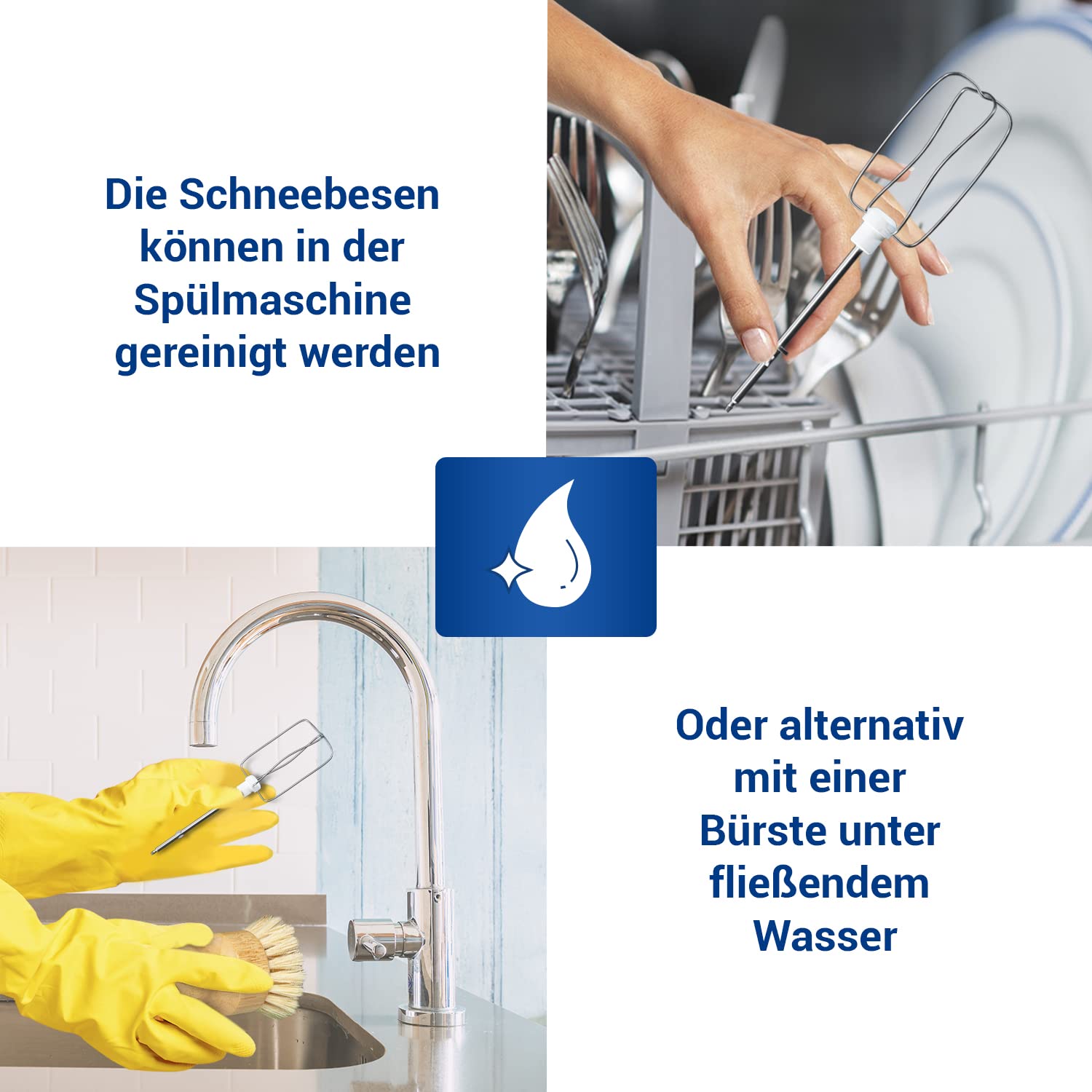 VIOKS Schneebesen SET 2x Ersatz für Handmixer Rührbesen Tefal SS-989633 & XJ901301- Turbobesen Ersatzteile für Handrührgeräte Moulinex Prep'Line 8141 & 8142