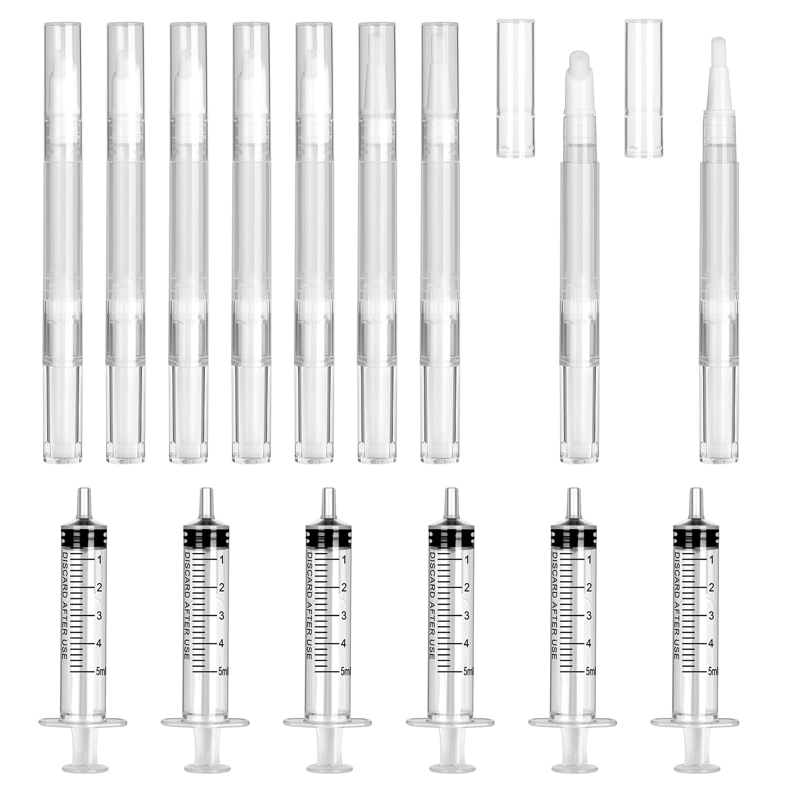 15Pcs Fillable Touch Up Paint Brush Set, 3ml Refillable Brush Pens Wall Paint Repair Kit, Transparent Spackle Wall Paint Pen, Empty Twist Pen with Syringes, Paint Applicator for Touch-Ups Interior