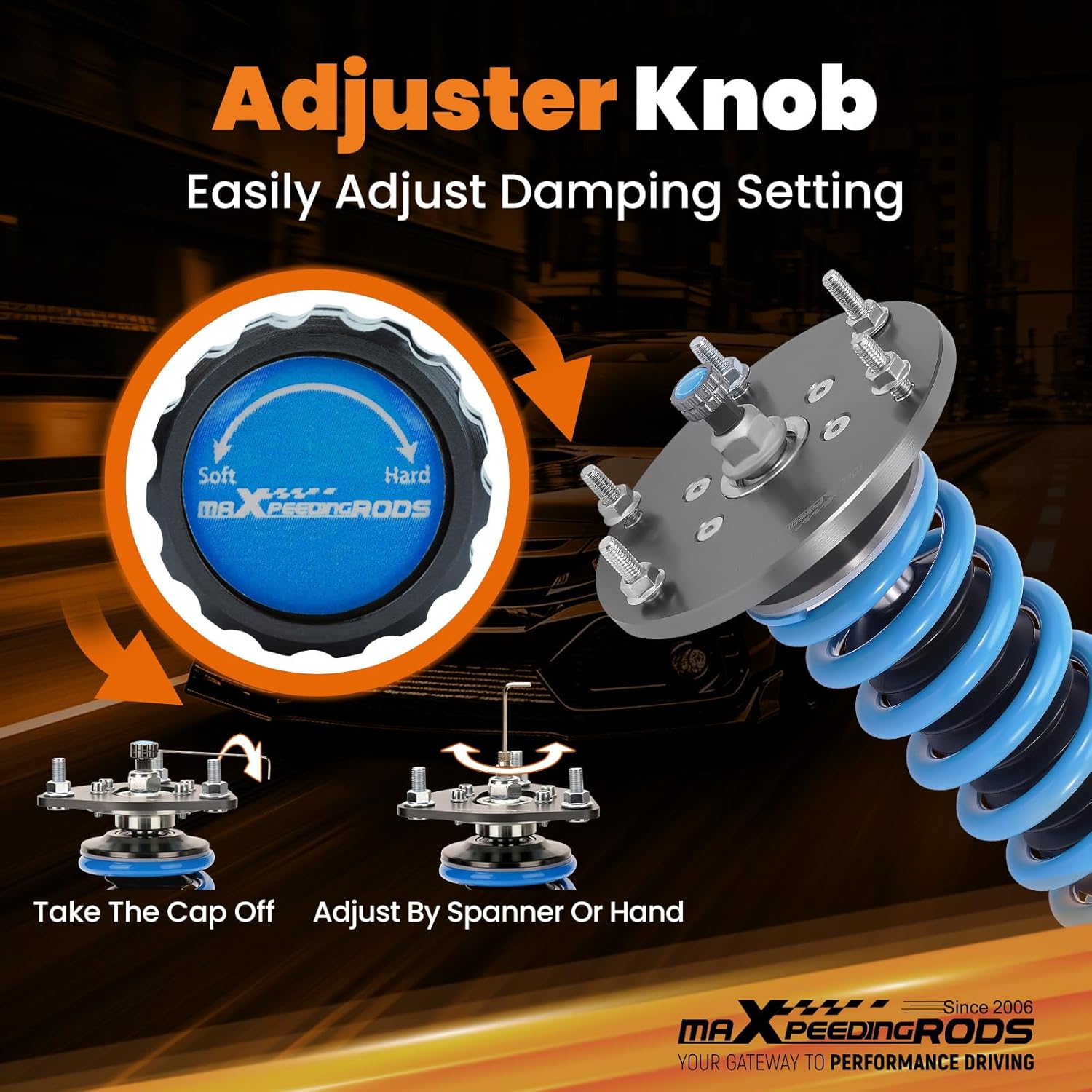 maXpeedingrods Coilovers for Honda CR-V FWD 2012-2016, 24 Levels Damper Adjustable Coilovers Suspension Kit Strut, Height Adjustable Shock Absorber Struts, T6 Upgraded Lowering Kits Blue