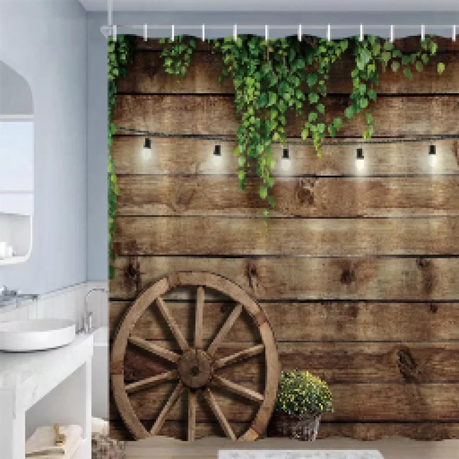 Rideau de douche anti-odeur en tissu lavable pour salle de bain saine